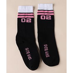 Pine Kids Cotton Mix Knit Set of Socks Below Knee Length With Text Design Pack of 3 - Blue Black Purple