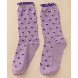 Pine Kids Cotton Nylon Knit Below Knee Length Socks With Stripe Design Pack Of 3 - Red Purple & Cream