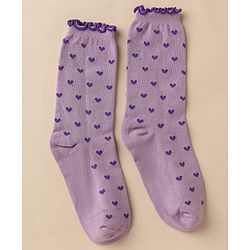 Pine Kids Cotton Nylon Knit Below Knee Length Socks With Stripe Design Pack Of 3 - Red Purple & Cream