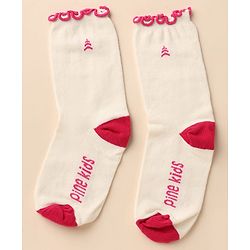 Pine Kids Cotton Nylon Knit Below Knee Length Socks With Stripe Design Pack Of 3 - Red Purple & Cream