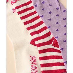 Pine Kids Cotton Nylon Knit Below Knee Length Socks With Stripe Design Pack Of 3 - Red Purple & Cream