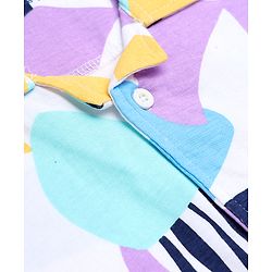 Pine Kids 100% Cotton Knit with Washed Single Jersey 180 GSM Half Sleeves Co-ord Shirt & Pajama with Abstract Print - White