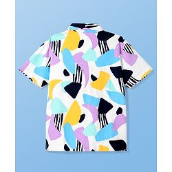 Pine Kids 100% Cotton Knit with Washed Single Jersey 180 GSM Half Sleeves Co-ord Shirt & Pajama with Abstract Print - White