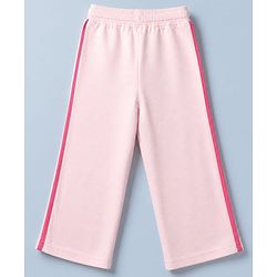 Pine Kids Looper Knit Full Sleeves Top & Pant Set With Text Print & Bow Applique - Pink