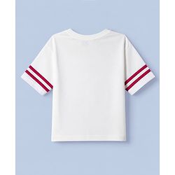 Pine Kids Single Jersey Knit Half Sleeves Top and Pants With Text Print - OffWhite & Red