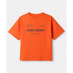 Pine Kids 100% Cotton Bio Washed Knit Half sleeves T-Shirt & Pyjama Night Suit with Good Energy in Orange