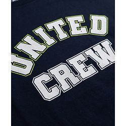 Pine Kids 100% Cotton Knit Half Sleeves T-Shirt and Jogger with Full Length and United Crew Print in Navy Blue