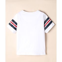 Pine Kids 100% Cotton Knit Half Sleeves T-Shirt and Jogger with Full Length and United Crew Print in White for 4-5 Years