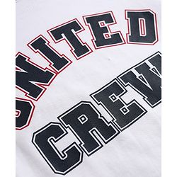 Pine Kids 100% Cotton Knit Half Sleeves T-Shirt and Jogger with Full Length and United Crew Print in White for 4-5 Years