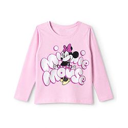 Pine Kids Disney 100% Cotton Single Jersey Knit Full Sleeves T-Shirt & Pajama Night Suit with Minnie Mouse Graphic Print - Pink