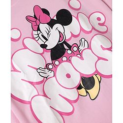 Pine Kids Disney 100% Cotton Single Jersey Knit Full Sleeves T-Shirt & Pajama Night Suit with Minnie Mouse Graphic Print - Pink
