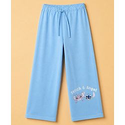 Pine Kids Disney 100% Cotton Single Jersey Knit Full Sleeves T-Shirt & Pajama Night Suit with Stitch and Angel Graphic Print - Light Blue