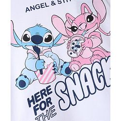 Pine Kids Disney 100% Cotton Single Jersey Knit Full Sleeves T-Shirt & Pajama Night Suit with Stitch and Angel Graphic Print - Light Blue