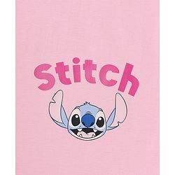 Pine Kids Disney 100% Cotton Single Jersey Knit Full Sleeves T-Shirt & Pajama Night Suit with Stitch Graphic Print - Pink