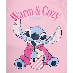 Pine Kids Disney 100% Cotton Single Jersey Knit Full Sleeves T-Shirt & Pajama Night Suit with Stitch Graphic Print - Pink