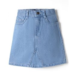 Pine Kids Cotton Elastane Denim Woven Above Knee Length Skirt - Blue