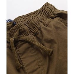 Pine Kids Cotton Elastane Woven Full Length Solid Trousers - Brown