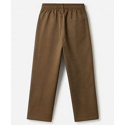 Pine Kids Cotton Elastane Woven Full Length Solid Trousers - Brown