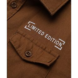 Pine Kids 100% Cotton Woven Shirt with Full Sleeves and Limited Edition Embroidery - Brown