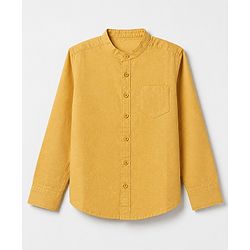 Pine Kids 100% Cotton Woven Solid Shirt with Full Sleeves in Yellow