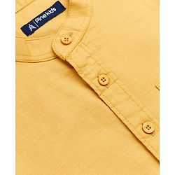 Pine Kids 100% Cotton Woven Solid Shirt with Full Sleeves in Yellow
