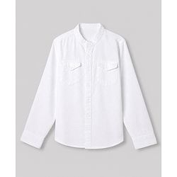 Pine Kids 100% Cotton Woven Solid Shirt With Full Sleeves - White