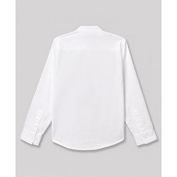 Pine Kids 100% Cotton Woven Solid Shirt With Full Sleeves - White