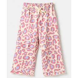 Pine Kids 100% Cotton Bio Washed Single Jersery 180 GSM Knit Half Sleeves Co-ord Top & Pajama Night Suit with Frill Detail & Fearless Text & Abstract All Over Print - Pink