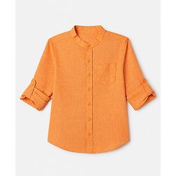 Pine Kids 100% Cotton Woven Solid Shirt with Full Sleeves in Yellow