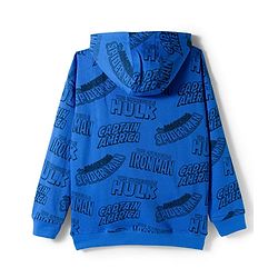 Pine Kids Marvel 100% Cotton Terry Knit Hoodie with Full Sleeves and Marvel Characters Print in Blue for 4-5 Years