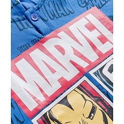 Pine Kids Marvel 100% Cotton Terry Knit Hoodie with Full Sleeves and Marvel Characters Print in Blue for 4-5 Years