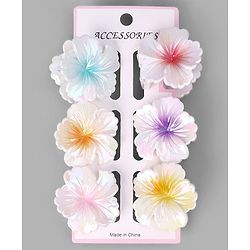 Pine Kids Free Size Hair Pins and Clips Set with Stylish Decorative Floral Designs - White