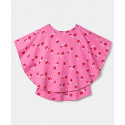 Pine Kids 100% Cotton Knit Top with Half Sleeves and Floral Print in Pink