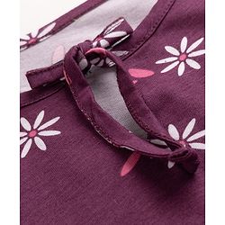 Pine Kids 100% Cotton Knit Top with Full Sleeves and Floral Print in Plum for 4-5 Years