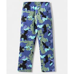 Pine Kids 100% Cotton Bio Washed Single Jersey 180 GSM Knit Half Sleeves T-Shirt & Pyjama Night Suit with Camouflage Print - Blue