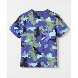 Pine Kids 100% Cotton Bio Washed Single Jersey 180 GSM Knit Half Sleeves T-Shirt & Pyjama Night Suit with Camouflage Print - Blue
