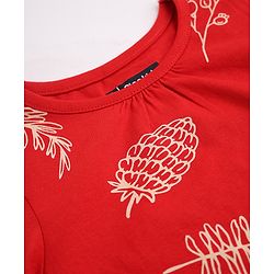 Pine Kids 100% Cotton Bio Washed Single Jersey 180 GSM Knit Full Sleeves Co-Ords Top & Pyjama Night Suit with Tropical Print - Red