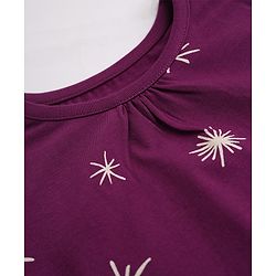 Pine Kids 100% Cotton Knit Co-ord T-Shirt & Pyjama Night Suit with Star Print in Wine