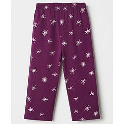 Pine Kids 100% Cotton Knit Co-ord T-Shirt & Pyjama Night Suit with Star Print in Wine