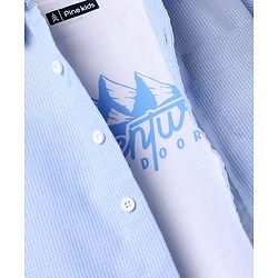Pine Kids 100% Cotton Woven Shirt and Tank Top with Half Sleeves and Mountains Print in Light/Sky Blue for 4-5 Years