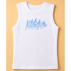 Pine Kids 100% Cotton Woven Shirt and Tank Top with Half Sleeves and Mountains Print in Light/Sky Blue for 4-5 Years