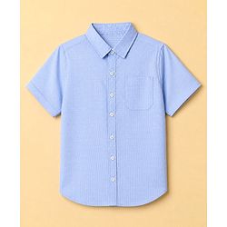 Pine Kids 100% Cotton Woven Shirt and Tank Top with Half Sleeves and Mountains Print in Light/Sky Blue for 4-5 Years