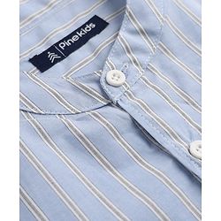 Pine Kids 100% Cotton Woven Striped Shirts With Full Sleeves - Sky Blue