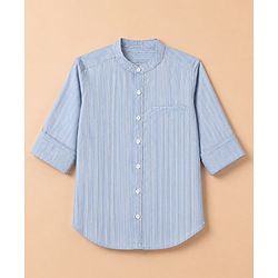 Pine Kids 100% Cotton Woven Striped Shirts With Full Sleeves - Sky Blue