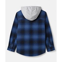 Pine Kids 100% Cotton Woven Hooded Checked Shirt with Full Sleeves - Blue