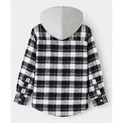Pine Kids 100% Cotton Woven Hooded Checked Shirt with Full Sleeves - Green