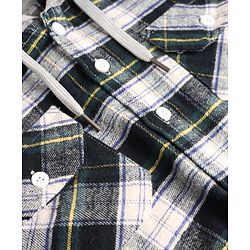 Pine Kids 100% Cotton Woven Hooded Checked Shirt with Full Sleeves - Green