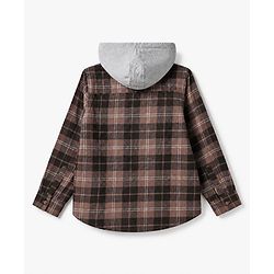 Pine Kids 100% Cotton Woven Hooded Shirts with Full Sleeves and Tartan Checks Print in Brown for 4-5 Years