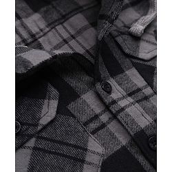 Pine Kids 100% Cotton Woven Hooded Shirts with Full Sleeves and Buffalo Checks Print in Grey