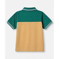 Pine Kids Knit with Half Sleeves Polo T-Shirt Tree Embroidery in Offwhite